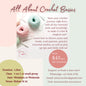 Crochet class info sheet detailing a basics class teaching all the essential knowledge and stitches needed to crochet a variety of projects