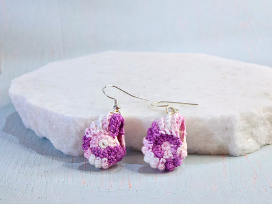 Intricately Handcrafted Micro-crochet Ammonite Seashell Earrings