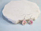 Handcrafted pink ombre micro-crochet scallop earrings, crowned with 5–5.5mm natural smoke grey freshwater pearls. On S925 hooks 