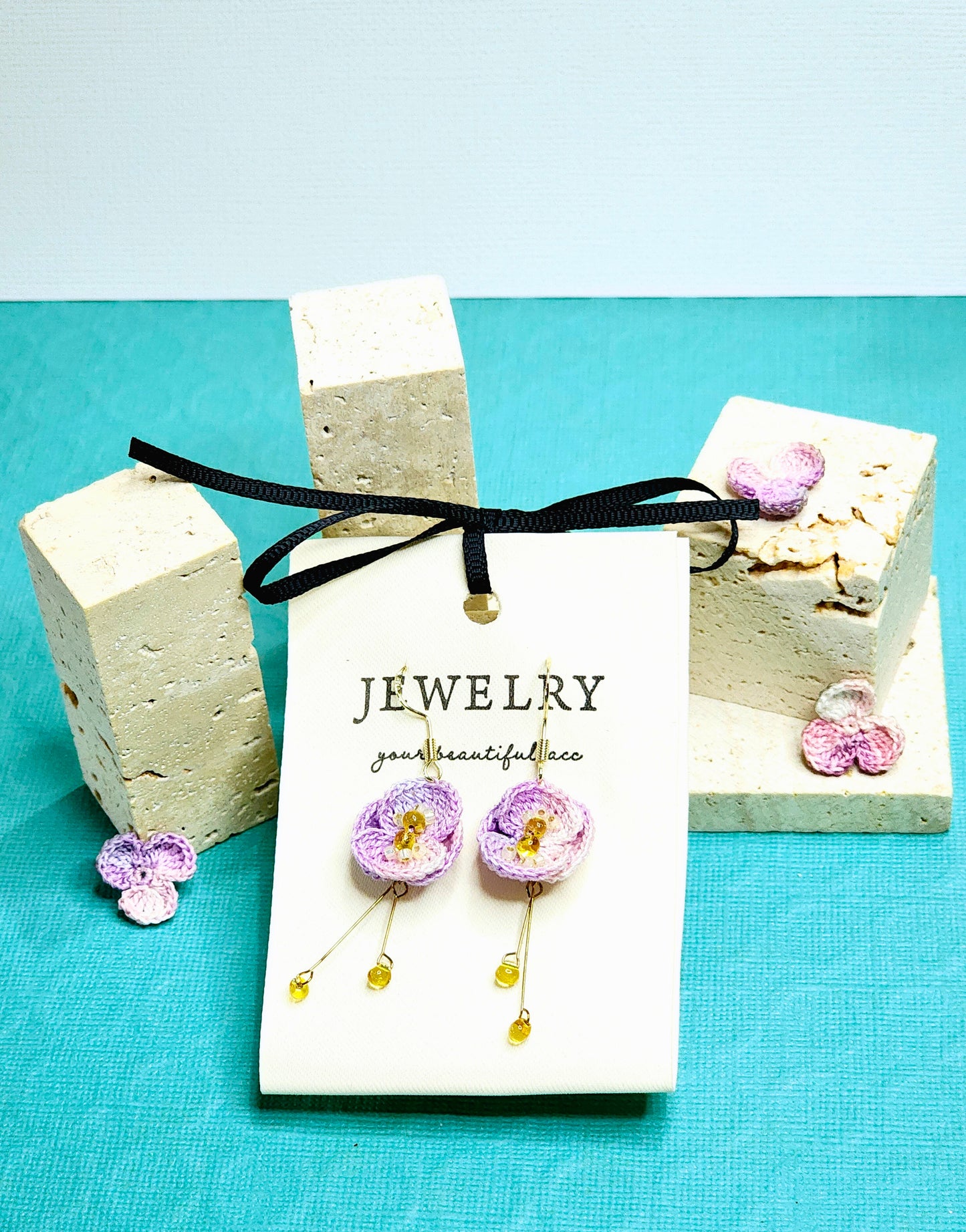 Poppy Micro-crochet Dangle Earrings