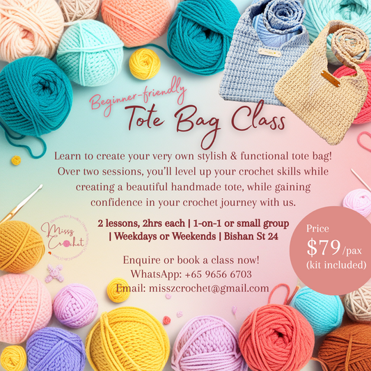 Beginner-friendly tote bag crochet class information