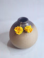 Handcrafted cluster of yellow & orange micro-crocheted star flower earrings. Lightweight and elegant design accented with Miyuki glass beads from Japan. 